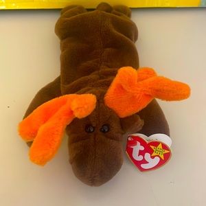 With tags! Chocolate the Moose. TY beanie baby 1993 with tags